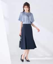 KBHGE30079 a.v.v(アー・ヴェ・ヴェ) 【接触冷感/イージーケア/UVカット/吸水速乾】サマーストレッチフレアスカート ネイビー
