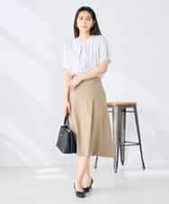 KBHGE30079 a.v.v(アー・ヴェ・ヴェ) 【接触冷感/イージーケア/UVカット/吸水速乾】サマーストレッチフレアスカート ネイビー