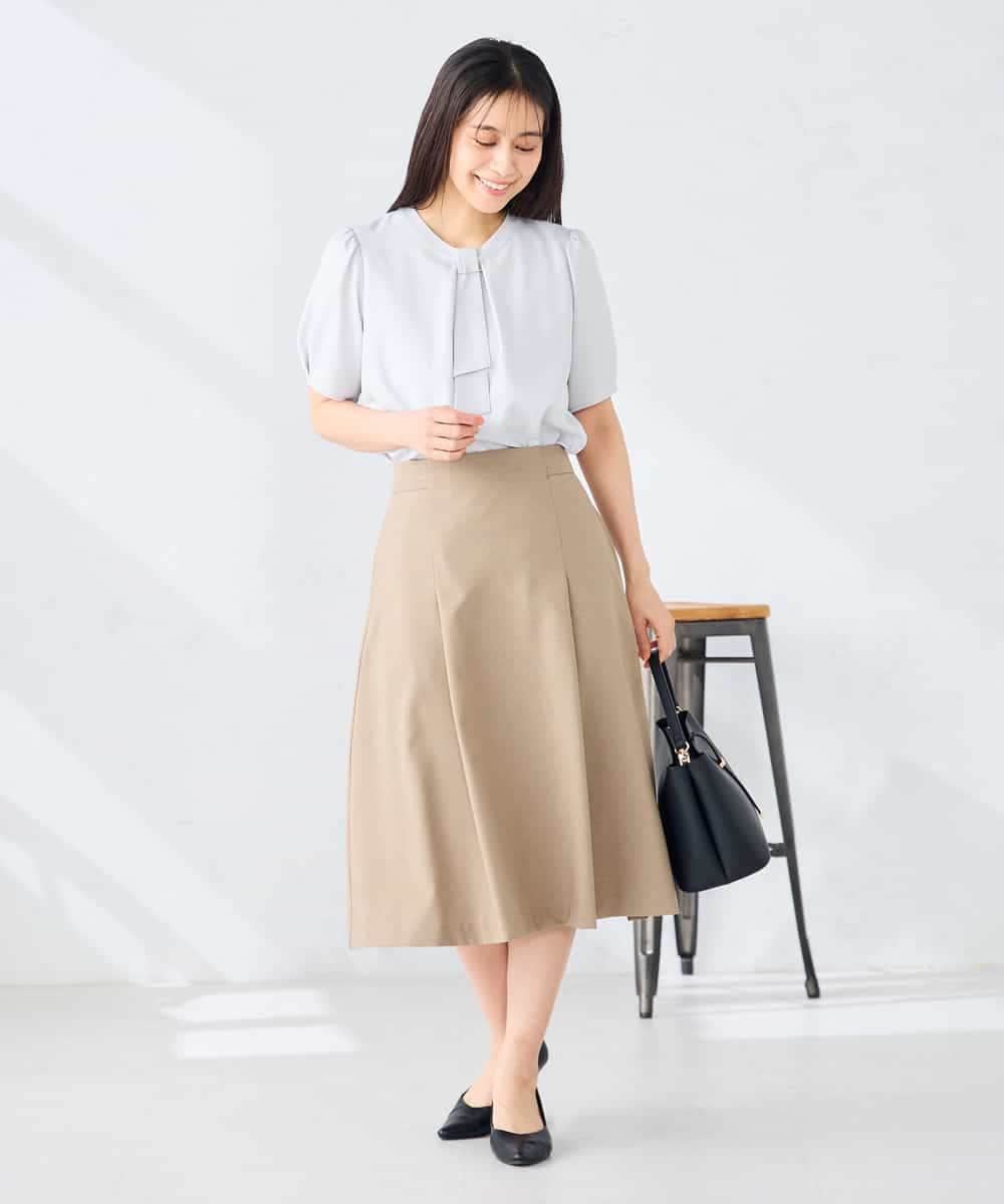 KBHGE30079 a.v.v(アー・ヴェ・ヴェ) 【接触冷感/イージーケア/UVカット/吸水速乾】サマーストレッチフレアスカート ネイビー