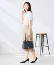 KBHGE30079 a.v.v(アー・ヴェ・ヴェ) 【接触冷感/イージーケア/UVカット/吸水速乾】サマーストレッチフレアスカート ネイビー