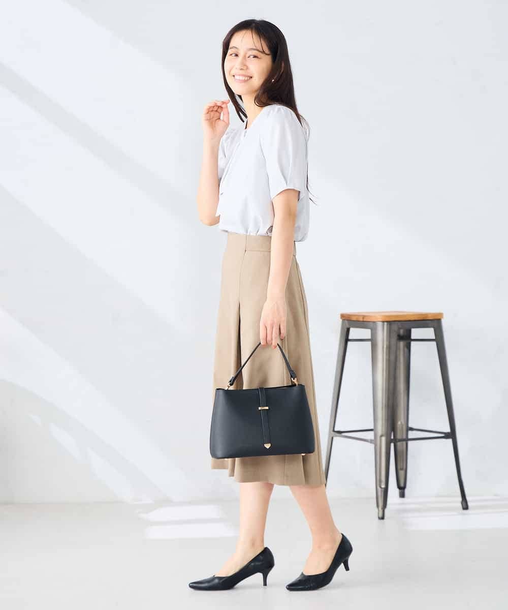 KBHGE30079 a.v.v(アー・ヴェ・ヴェ) 【接触冷感/イージーケア/UVカット/吸水速乾】サマーストレッチフレアスカート ネイビー