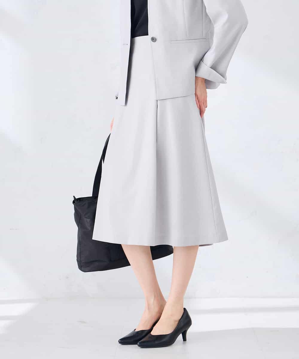 KBHGE30079 a.v.v(アー・ヴェ・ヴェ) 【接触冷感/イージーケア/UVカット/吸水速乾】サマーストレッチフレアスカート ネイビー