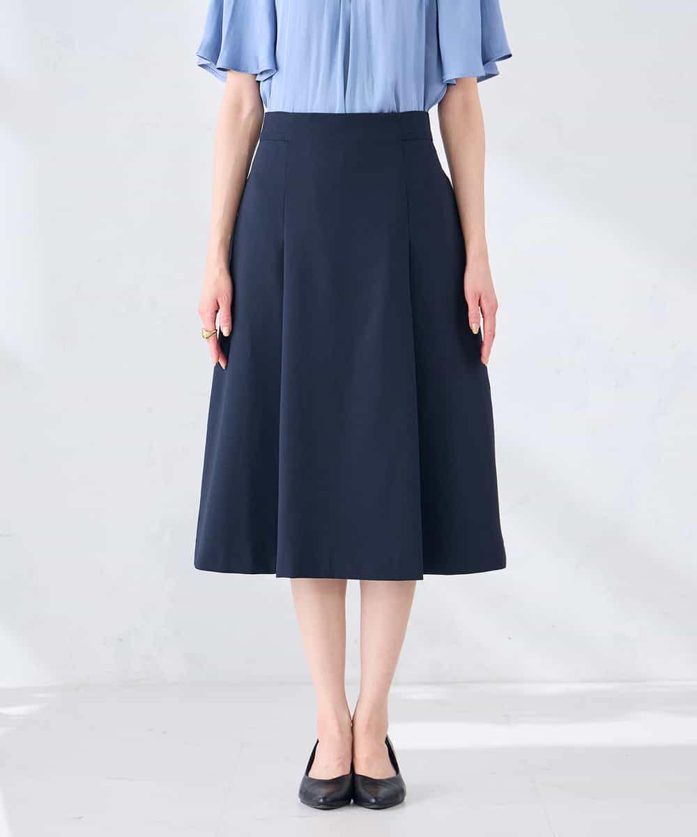KBHGE30079 a.v.v(アー・ヴェ・ヴェ) 【接触冷感/イージーケア/UVカット/吸水速乾】サマーストレッチフレアスカート ネイビー