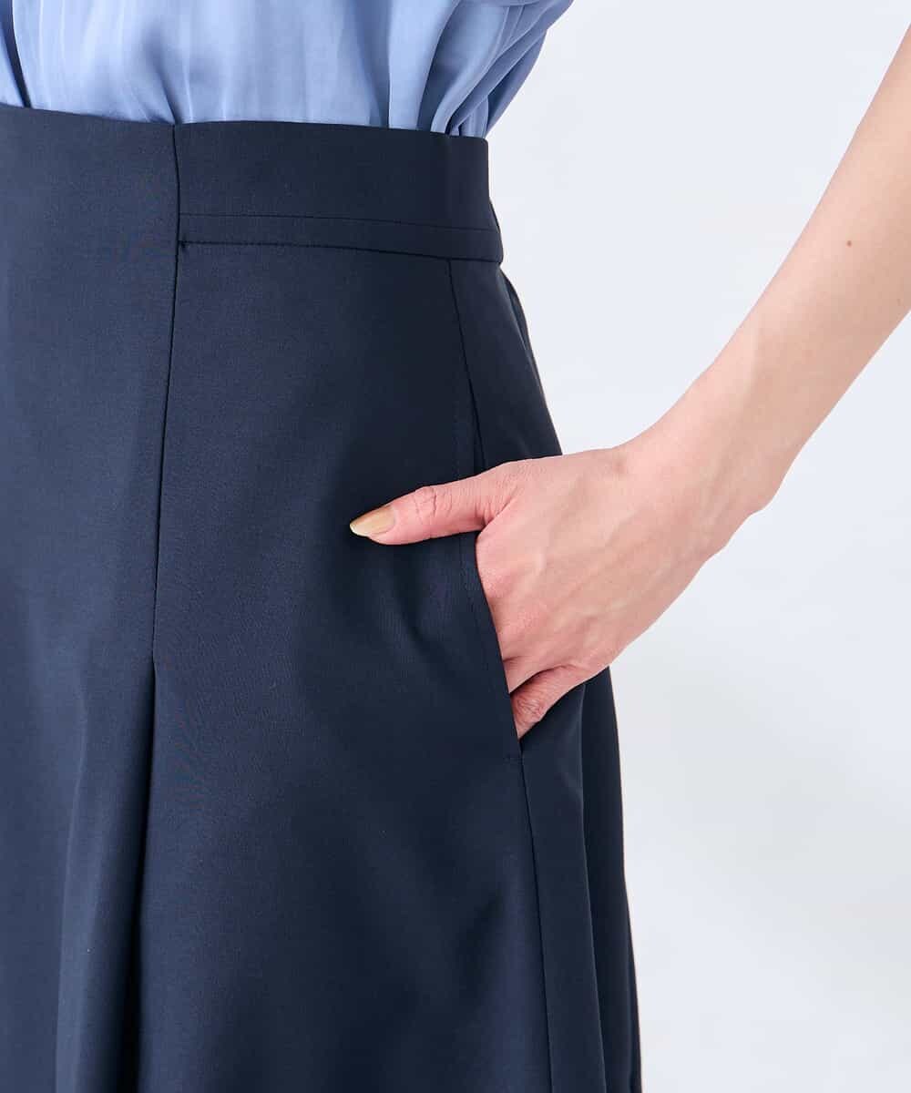 KBHGE30079 a.v.v(アー・ヴェ・ヴェ) 【接触冷感/イージーケア/UVカット/吸水速乾】サマーストレッチフレアスカート ネイビー