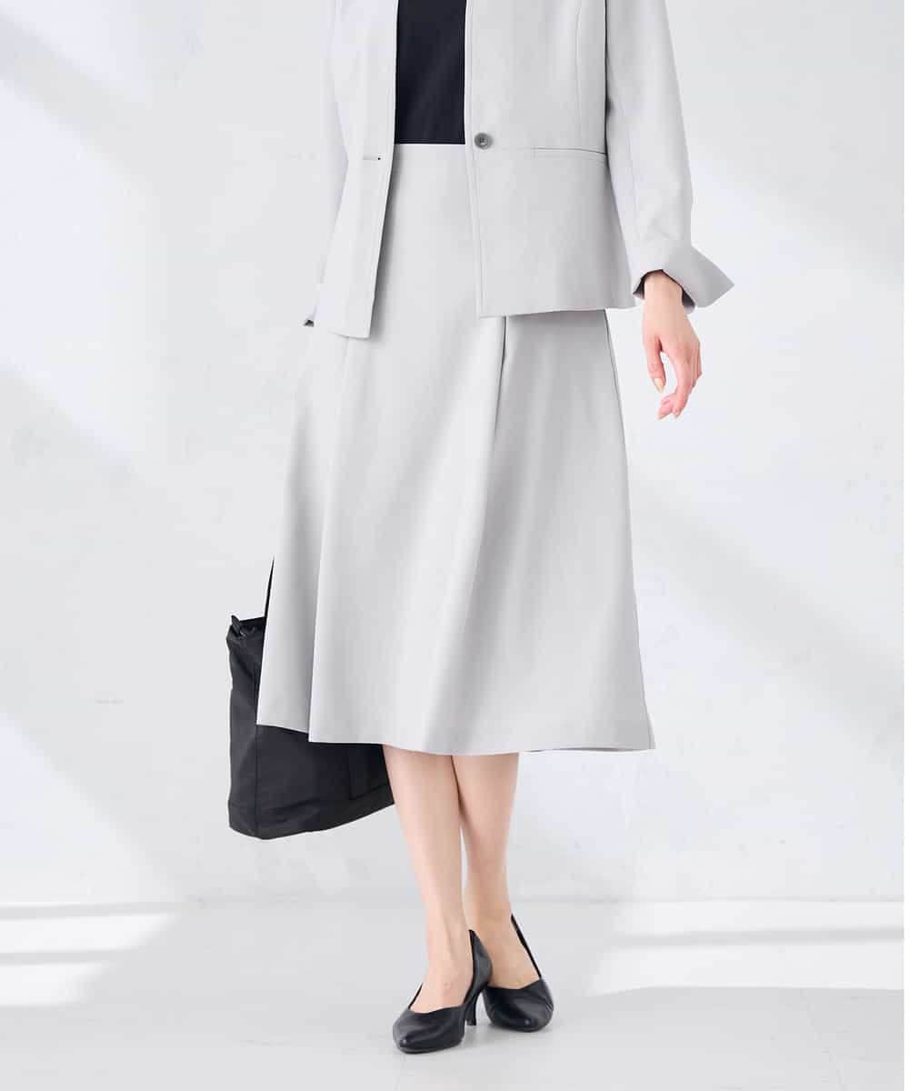 KBHGE30079 a.v.v(アー・ヴェ・ヴェ) 【接触冷感/イージーケア/UVカット/吸水速乾】サマーストレッチフレアスカート ライトグレー