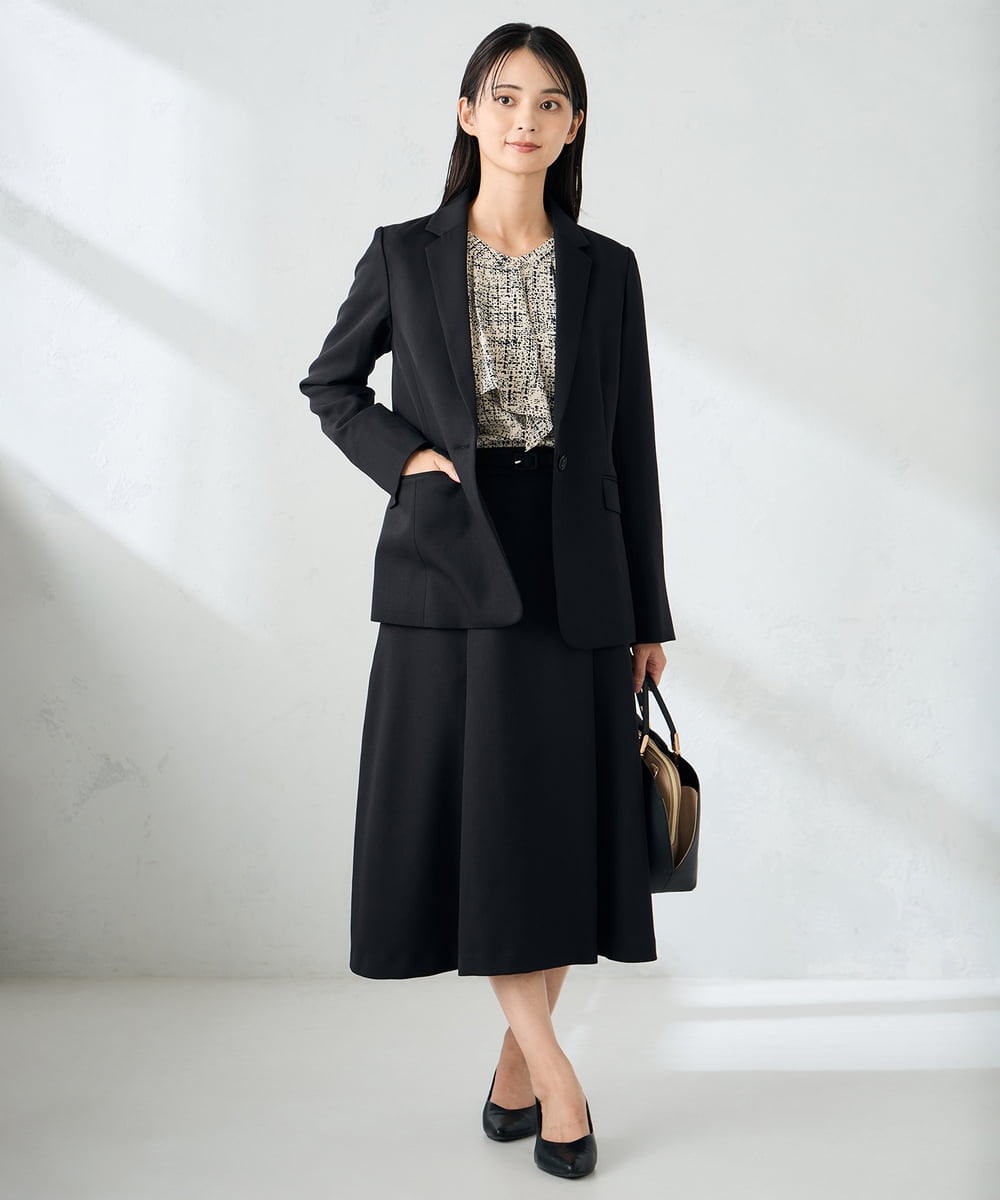 KBHLB11079 a.v.v(アー・ヴェ・ヴェ) 【洗える/イージーケア/ストレッチ】パウダーツイルフレアスカート ブラウン