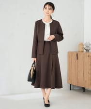 KBHLB11079 a.v.v(アー・ヴェ・ヴェ) 【洗える/イージーケア/ストレッチ】パウダーツイルフレアスカート ブラウン