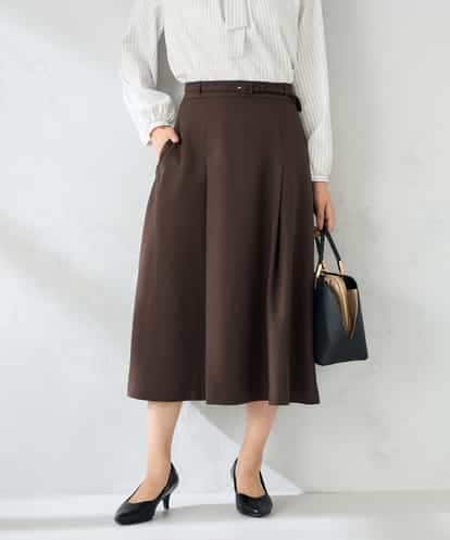 KBHLB11079 a.v.v 【洗える/イージーケア/ストレッチ】パウダーツイルフレアスカート