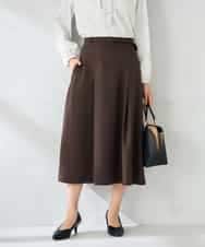 KBHLB11079 a.v.v(アー・ヴェ・ヴェ) 【洗える/イージーケア/ストレッチ】パウダーツイルフレアスカート ブラウン