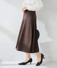 KBHLB11079 a.v.v(アー・ヴェ・ヴェ) 【洗える/イージーケア/ストレッチ】パウダーツイルフレアスカート ブラウン