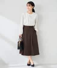 KBHLB11079 a.v.v(アー・ヴェ・ヴェ) 【洗える/イージーケア/ストレッチ】パウダーツイルフレアスカート ブラウン