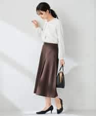 KBHLB11079 a.v.v(アー・ヴェ・ヴェ) 【洗える/イージーケア/ストレッチ】パウダーツイルフレアスカート ブラウン