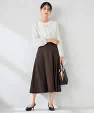 KBHLB11079 a.v.v(アー・ヴェ・ヴェ) 【洗える/イージーケア/ストレッチ】パウダーツイルフレアスカート ブラウン