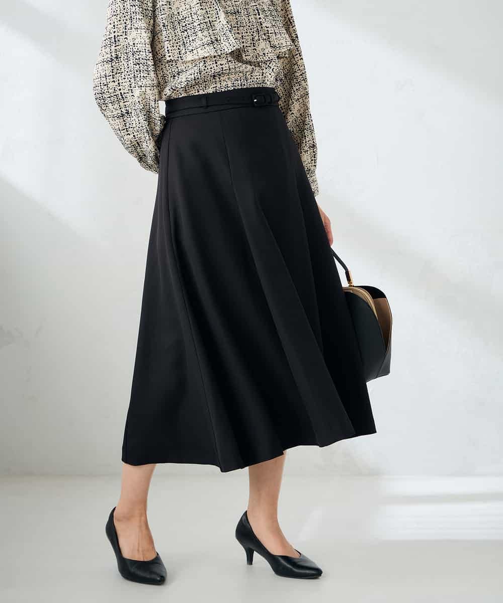 KBHLB11079 a.v.v(アー・ヴェ・ヴェ) 【洗える/イージーケア/ストレッチ】パウダーツイルフレアスカート ブラウン