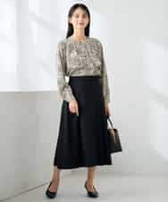 KBHLB11079 a.v.v(アー・ヴェ・ヴェ) 【洗える/イージーケア/ストレッチ】パウダーツイルフレアスカート ブラウン