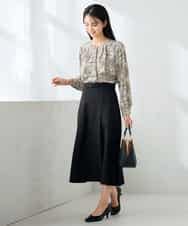 KBHLB11079 a.v.v(アー・ヴェ・ヴェ) 【洗える/イージーケア/ストレッチ】パウダーツイルフレアスカート ブラウン