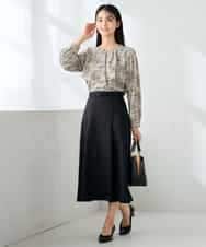 KBHLB11079 a.v.v(アー・ヴェ・ヴェ) 【洗える/イージーケア/ストレッチ】パウダーツイルフレアスカート ブラウン