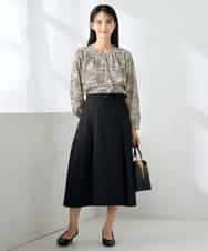 KBHLB11079 a.v.v(アー・ヴェ・ヴェ) 【洗える/イージーケア/ストレッチ】パウダーツイルフレアスカート ブラウン