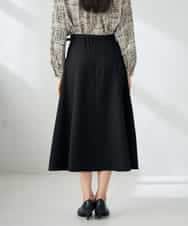 KBHLB11079 a.v.v(アー・ヴェ・ヴェ) 【洗える/イージーケア/ストレッチ】パウダーツイルフレアスカート ブラウン