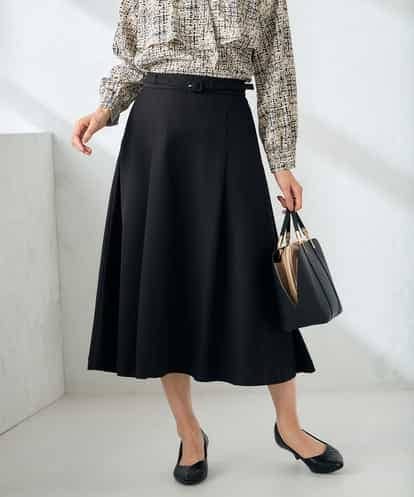KBHLB11079 a.v.v 【洗える/イージーケア/ストレッチ】パウダーツイルフレアスカート