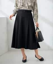 KBHLB11079 a.v.v(アー・ヴェ・ヴェ) 【洗える/イージーケア/ストレッチ】パウダーツイルフレアスカート ブラック