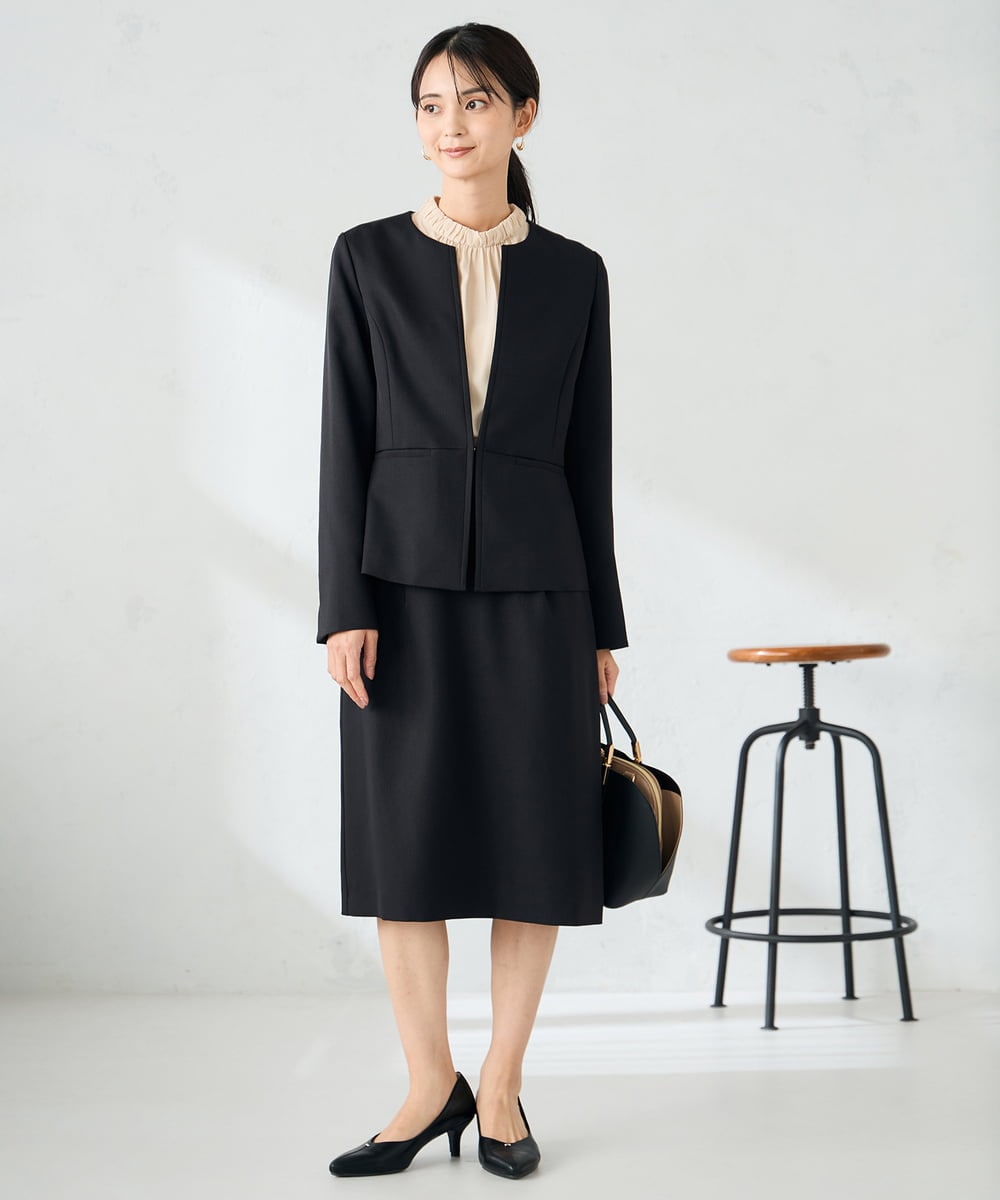 KBHLB12079 a.v.v(アー・ヴェ・ヴェ) 【洗える/イージーケア/ストレッチ】パウダーツイルタイトスカート ネイビー