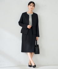 KBHLB12079 a.v.v(アー・ヴェ・ヴェ) 【洗える/イージーケア/ストレッチ】パウダーツイルタイトスカート ネイビー