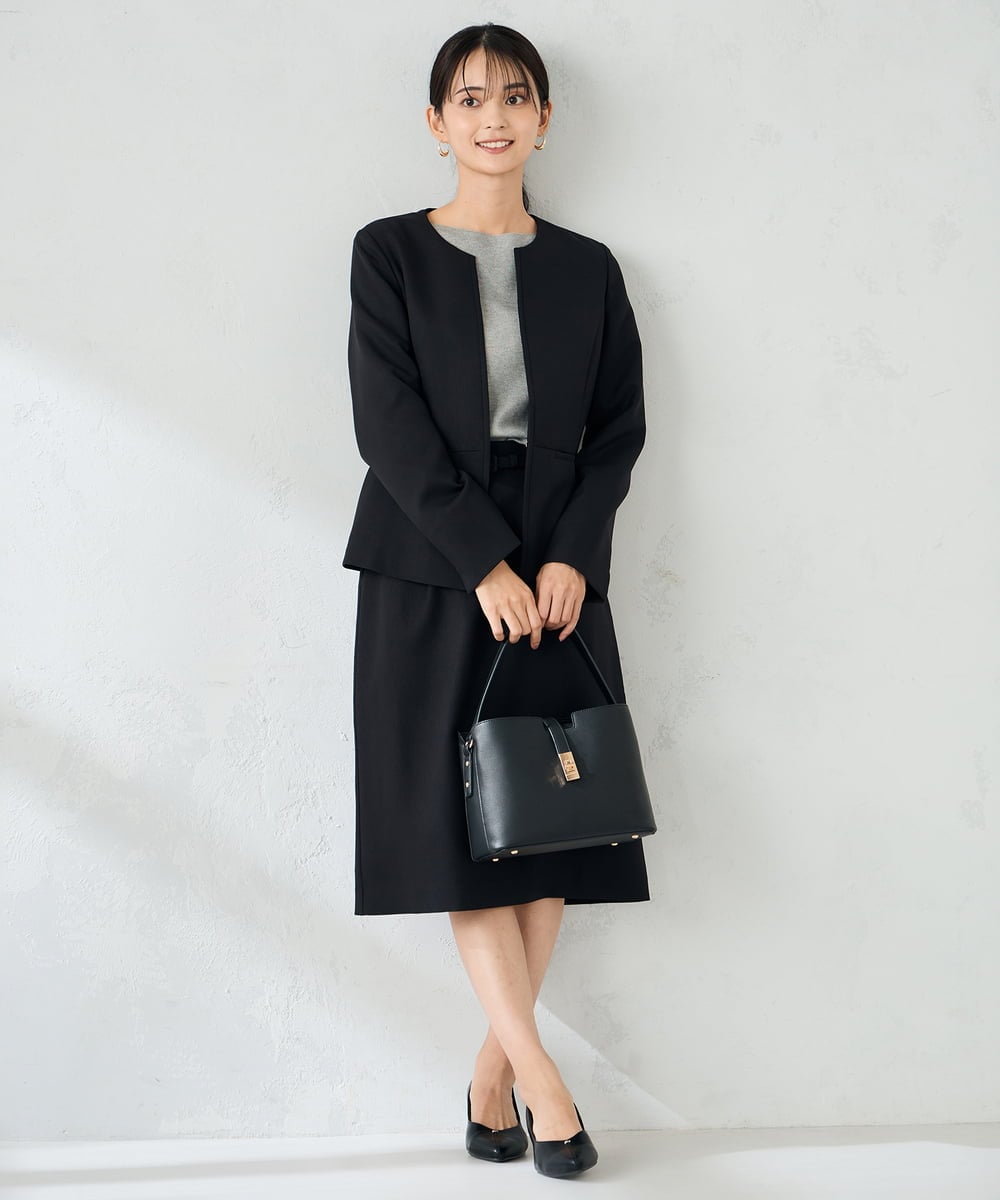 KBHLB12079 a.v.v(アー・ヴェ・ヴェ) 【洗える/イージーケア/ストレッチ】パウダーツイルタイトスカート ネイビー