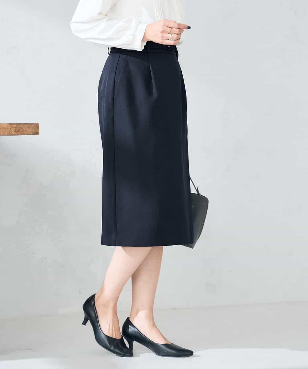 KBHLB12079 a.v.v(アー・ヴェ・ヴェ) 【洗える/イージーケア/ストレッチ】パウダーツイルタイトスカート ネイビー