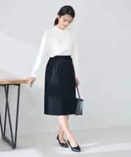 KBHLB12079 a.v.v(アー・ヴェ・ヴェ) 【洗える/イージーケア/ストレッチ】パウダーツイルタイトスカート ネイビー