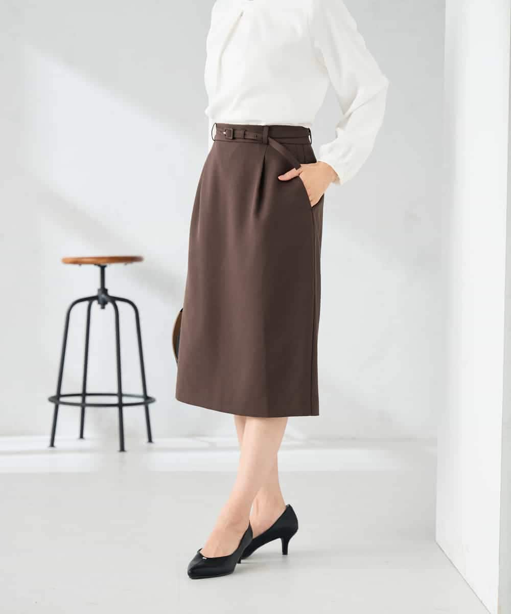 KBHLB12079 a.v.v(アー・ヴェ・ヴェ) 【洗える/イージーケア/ストレッチ】パウダーツイルタイトスカート ネイビー