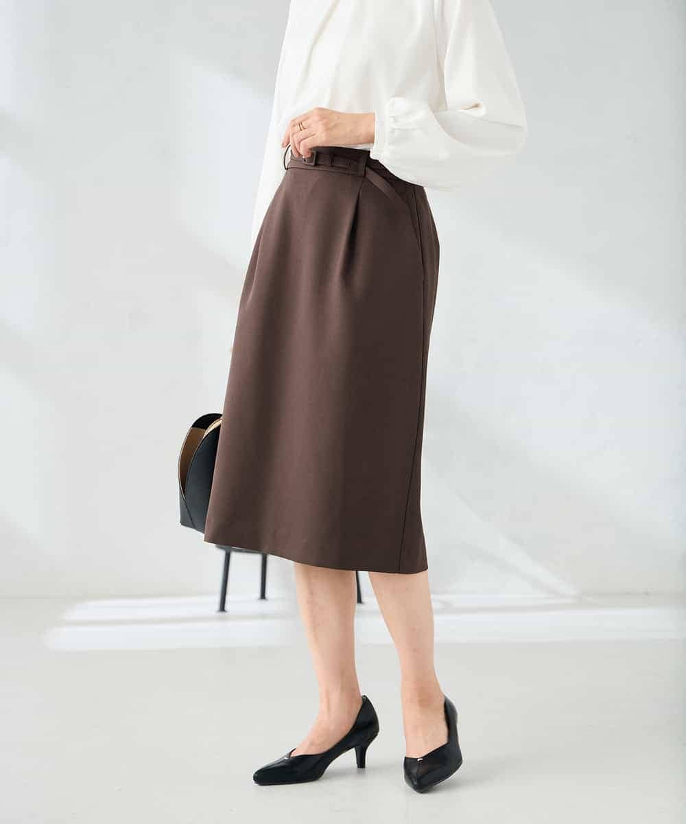 KBHLB12079 a.v.v(アー・ヴェ・ヴェ) 【洗える/イージーケア/ストレッチ】パウダーツイルタイトスカート ネイビー