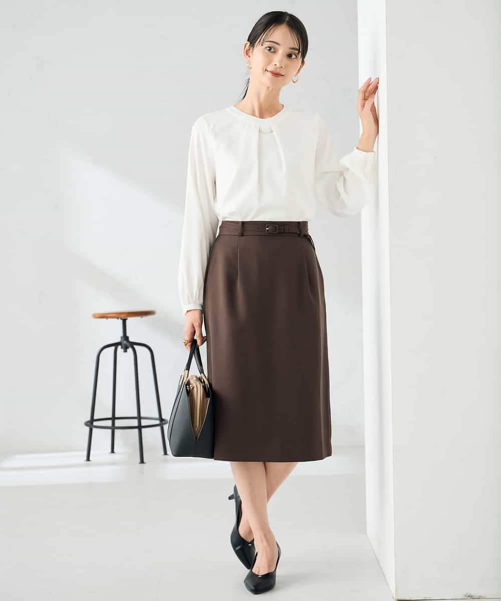 KBHLB12079 a.v.v(アー・ヴェ・ヴェ) 【洗える/イージーケア/ストレッチ】パウダーツイルタイトスカート ネイビー