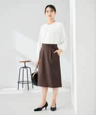 KBHLB12079 a.v.v(アー・ヴェ・ヴェ) 【洗える/イージーケア/ストレッチ】パウダーツイルタイトスカート ネイビー