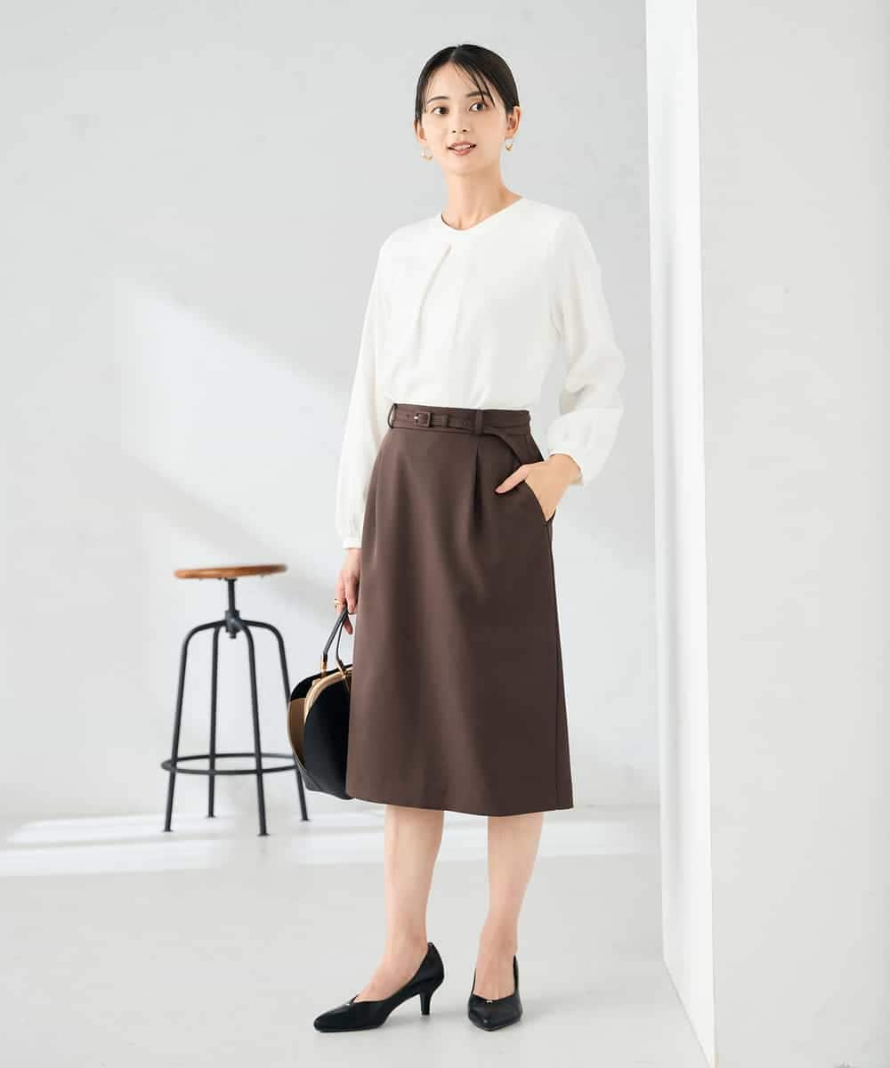 KBHLB12079 a.v.v(アー・ヴェ・ヴェ) 【洗える/イージーケア/ストレッチ】パウダーツイルタイトスカート ネイビー