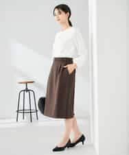 KBHLB12079 a.v.v(アー・ヴェ・ヴェ) 【洗える/イージーケア/ストレッチ】パウダーツイルタイトスカート ネイビー