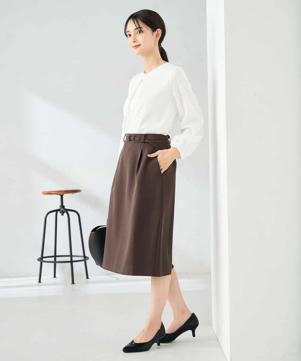 KBHLB12079 a.v.v(アー・ヴェ・ヴェ) 【洗える/イージーケア/ストレッチ】パウダーツイルタイトスカート ネイビー