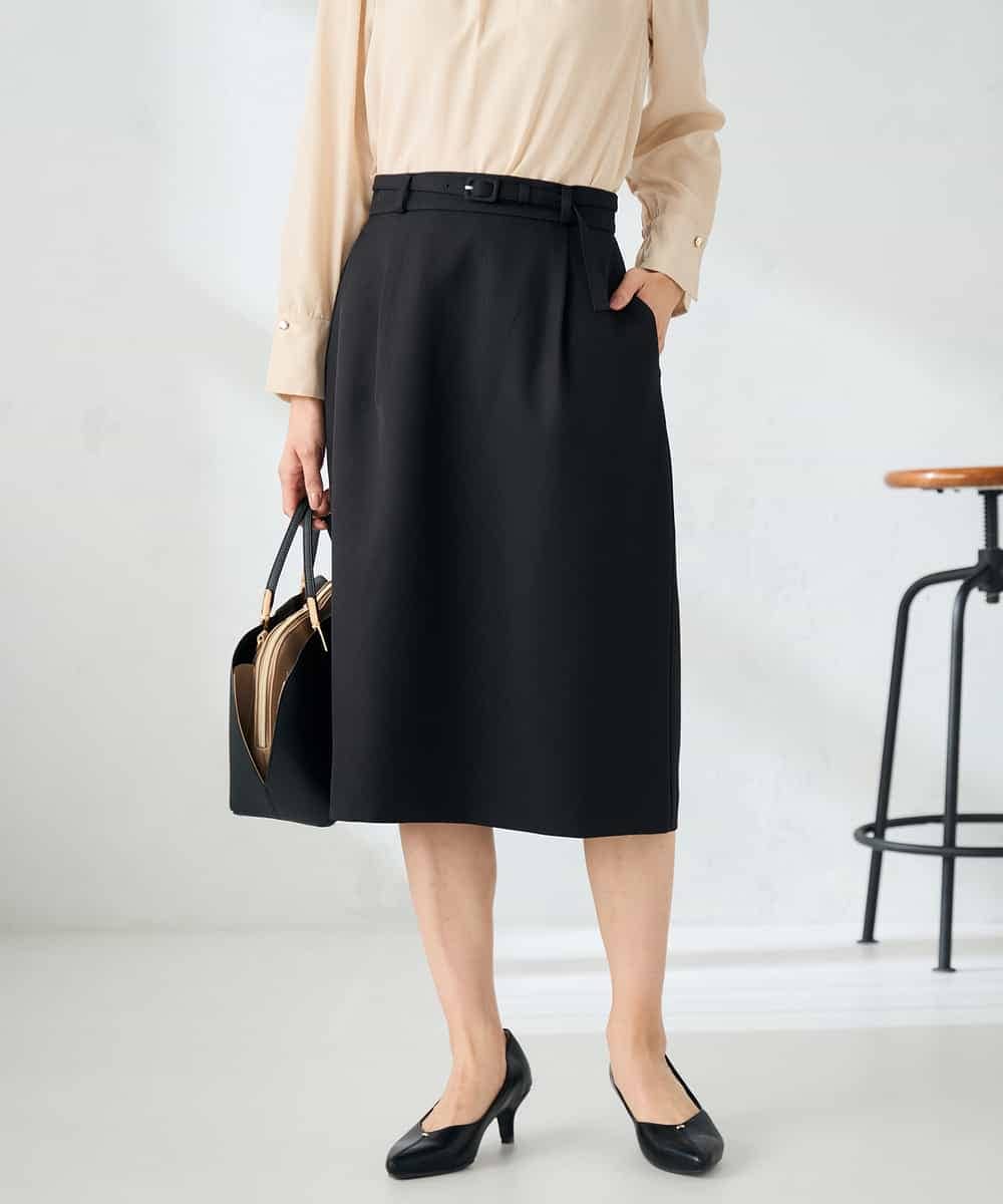 KBHLB12079 a.v.v(アー・ヴェ・ヴェ) 【洗える/イージーケア/ストレッチ】パウダーツイルタイトスカート ネイビー