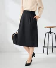 KBHLB12079 a.v.v(アー・ヴェ・ヴェ) 【洗える/イージーケア/ストレッチ】パウダーツイルタイトスカート ネイビー