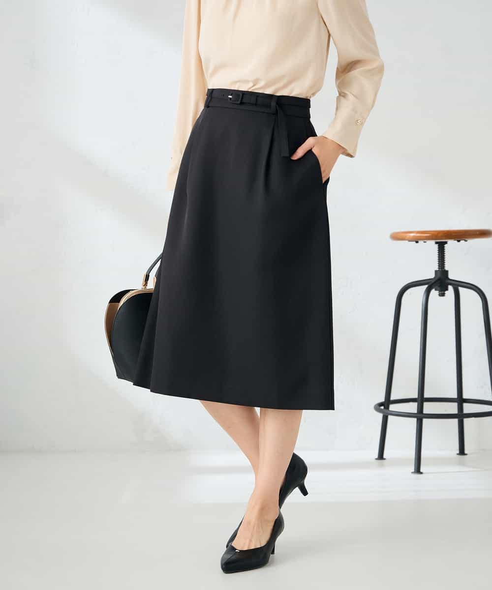 KBHLB12079 a.v.v(アー・ヴェ・ヴェ) 【洗える/イージーケア/ストレッチ】パウダーツイルタイトスカート ネイビー