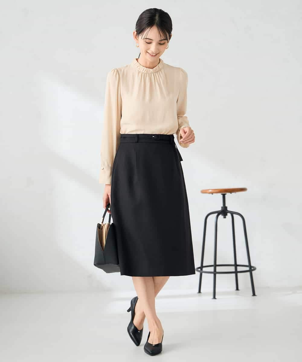 KBHLB12079 a.v.v(アー・ヴェ・ヴェ) 【洗える/イージーケア/ストレッチ】パウダーツイルタイトスカート ネイビー