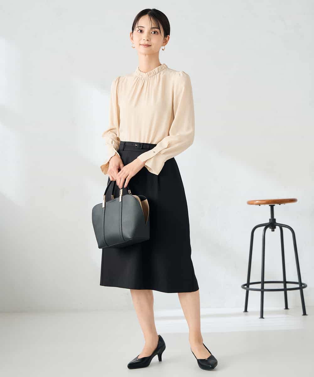 KBHLB12079 a.v.v(アー・ヴェ・ヴェ) 【洗える/イージーケア/ストレッチ】パウダーツイルタイトスカート ネイビー