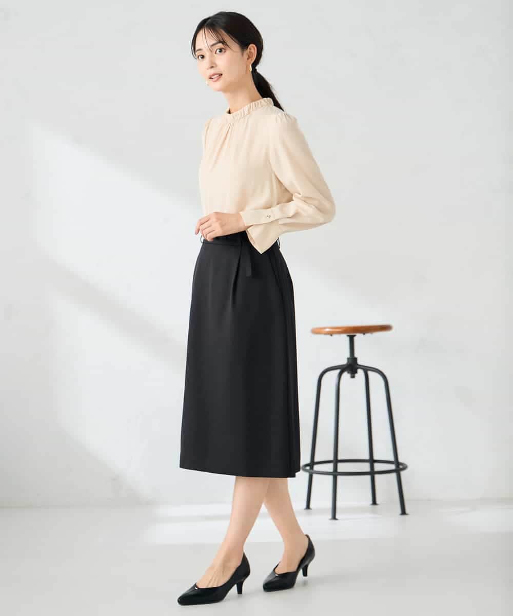 KBHLB12079 a.v.v(アー・ヴェ・ヴェ) 【洗える/イージーケア/ストレッチ】パウダーツイルタイトスカート ネイビー