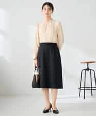 KBHLB12079 a.v.v(アー・ヴェ・ヴェ) 【洗える/イージーケア/ストレッチ】パウダーツイルタイトスカート ネイビー