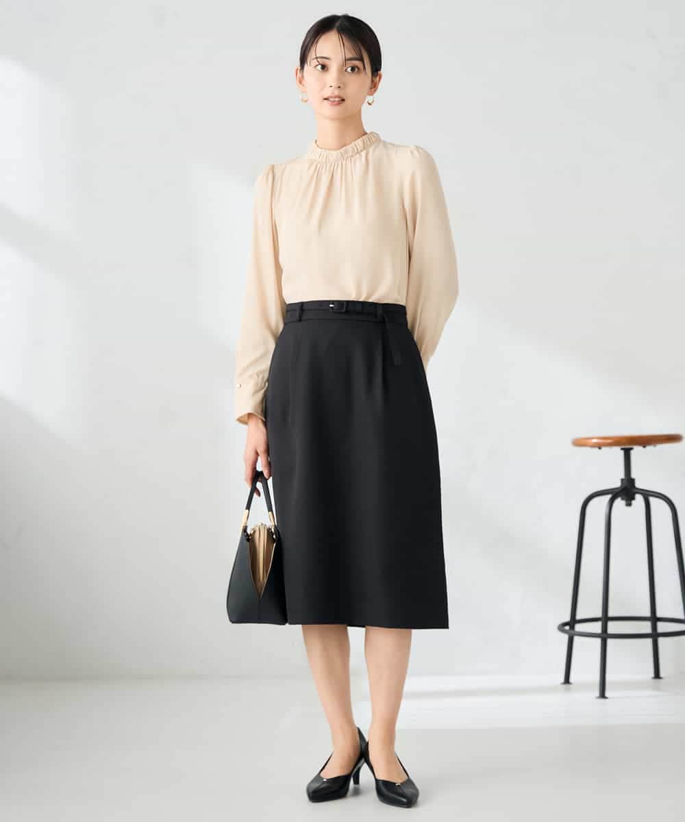 KBHLB12079 a.v.v(アー・ヴェ・ヴェ) 【洗える/イージーケア/ストレッチ】パウダーツイルタイトスカート ネイビー