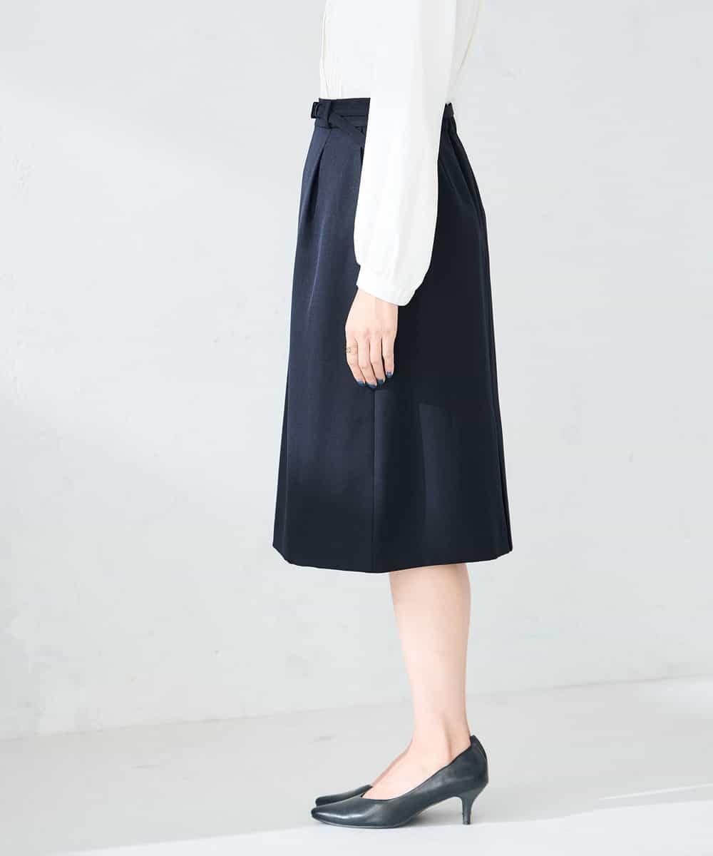 KBHLB12079 a.v.v(アー・ヴェ・ヴェ) 【洗える/イージーケア/ストレッチ】パウダーツイルタイトスカート ネイビー