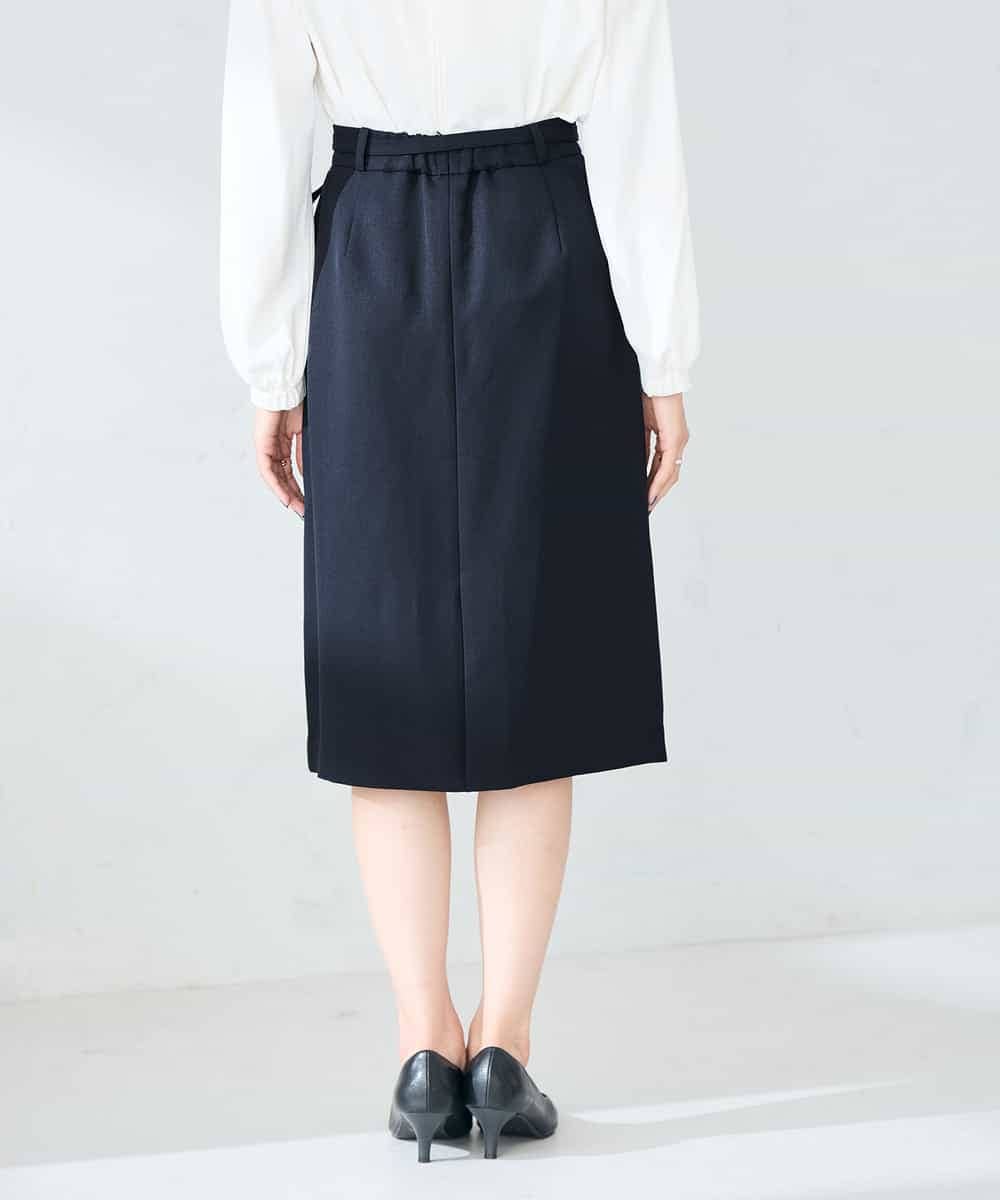 KBHLB12079 a.v.v(アー・ヴェ・ヴェ) 【洗える/イージーケア/ストレッチ】パウダーツイルタイトスカート ネイビー