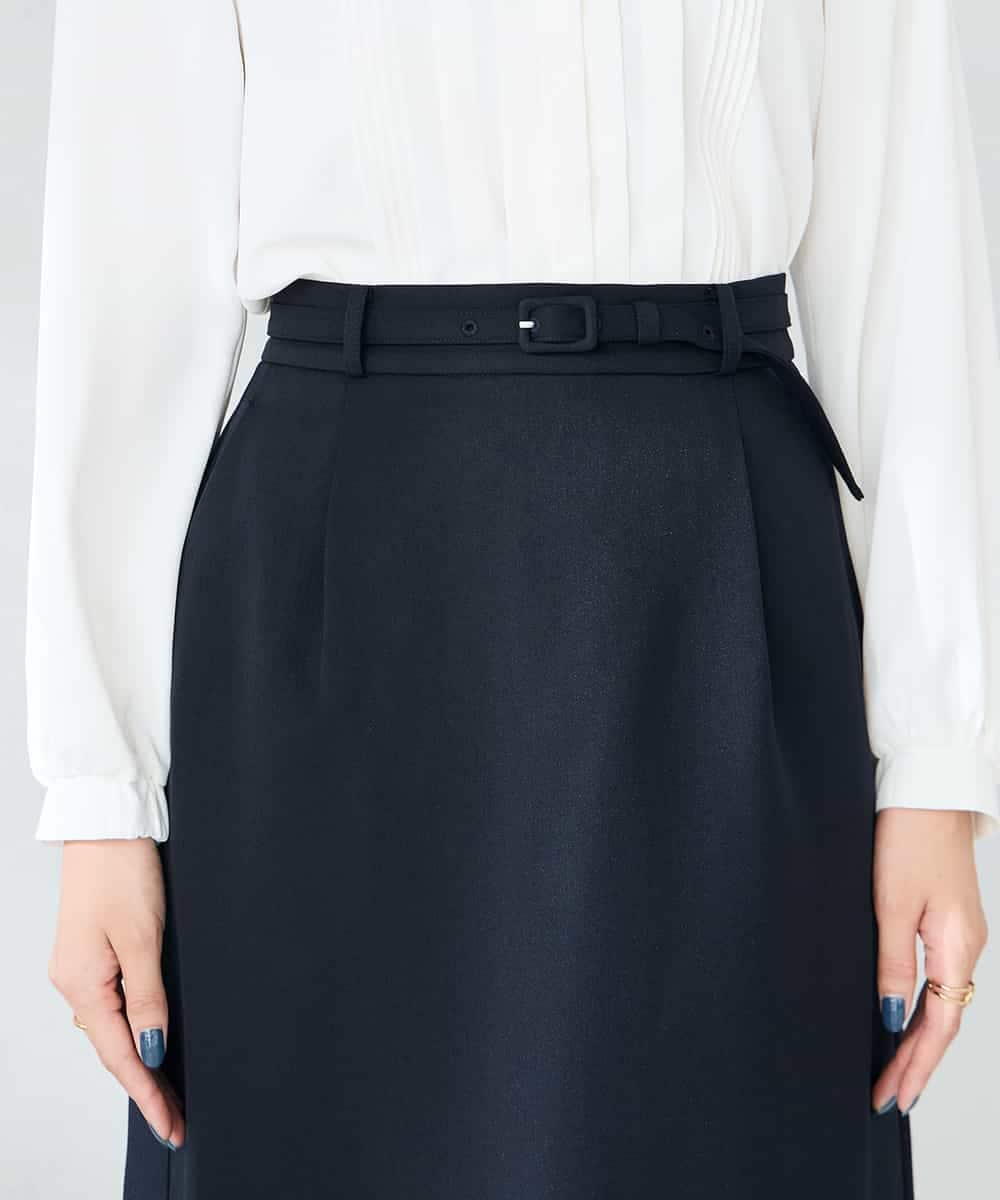 KBHLB12079 a.v.v(アー・ヴェ・ヴェ) 【洗える/イージーケア/ストレッチ】パウダーツイルタイトスカート ネイビー