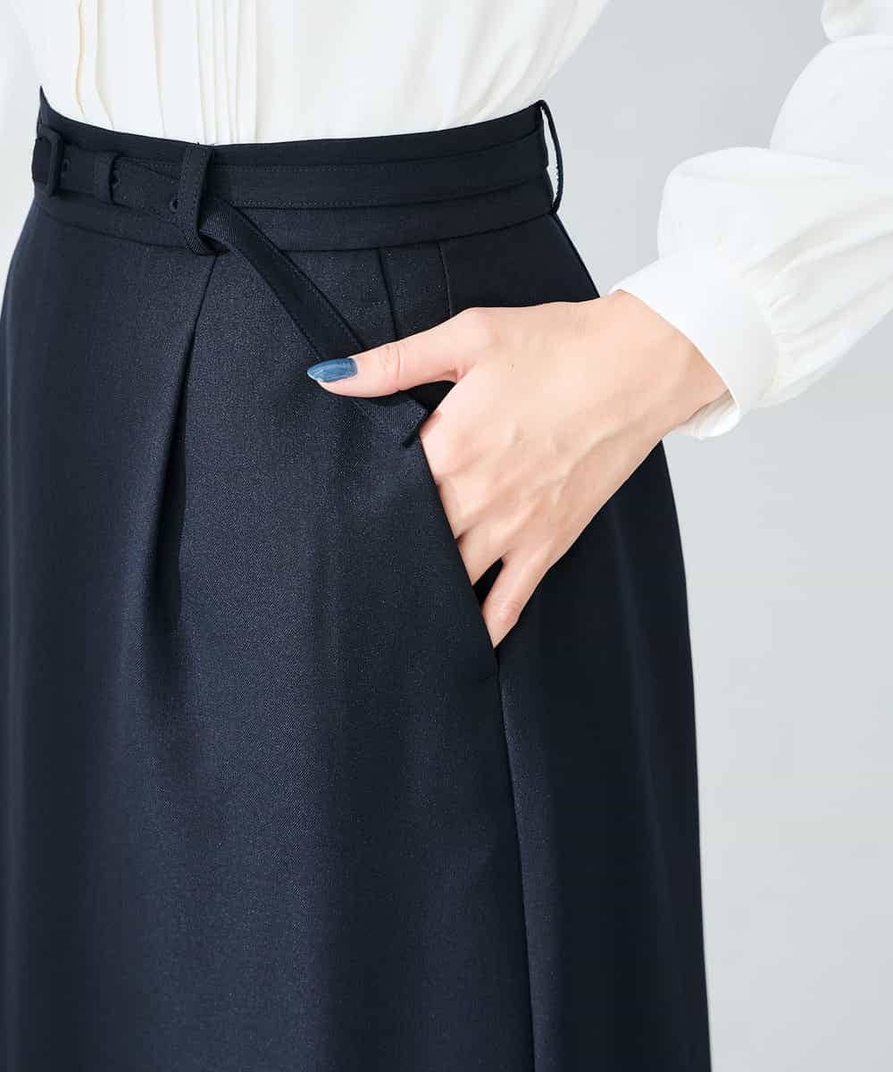 KBHLB12079 a.v.v(アー・ヴェ・ヴェ) 【洗える/イージーケア/ストレッチ】パウダーツイルタイトスカート ネイビー