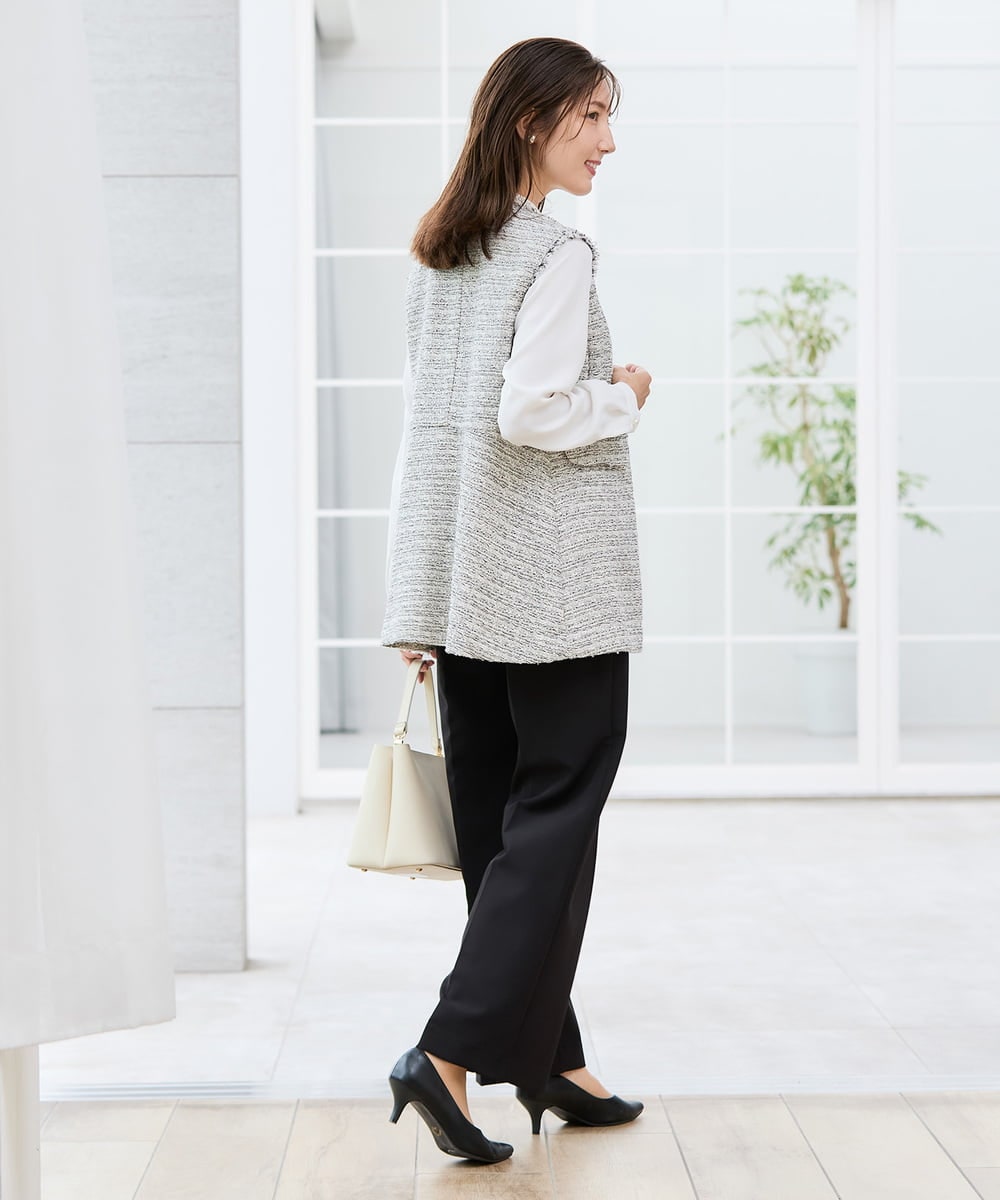 【NEW】アー・ヴェ・ヴェ（a．v．v）/ミックスツイードペプラムジレ ミックスツイードペプラムジレ(ノーカラージャケット) | a.v.v(アー